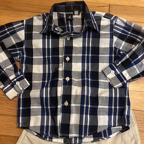 Boys 3T Outfit Polo Ralph Lauren  Khakis Nautica Shirt - Picture 2 of 5